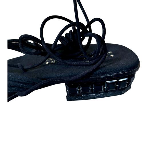 Donald Pliner Black Metallic Leather Shoe Sandal New Chunky Stones $285 NIB - Picture 7 of 7